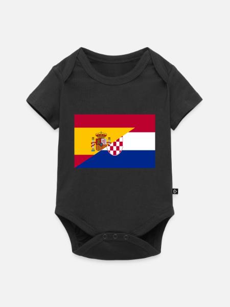 Spanien Kroatien Flagge - Baby Premium Kurzarmbody - Schwarz