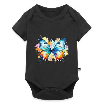 butterfly colorful colorful beautiful art nature - Baby Premium short-sleeve bodysuit - black - Front