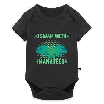J’ai nagé avec des lamantins, des animaux aquatiques, des lamantins - Body à manches courtes Premium Bébé - noir - Devant