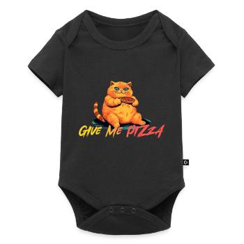 Dicke Orangene Katze Will mehr Pizza haben - Baby Premium Kurzarmbody - Schwarz - Vorne