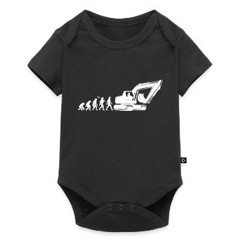 Evolution - Bagger fahren - Baustelle, Bauarbeiter - Baby Premium Kurzarmbody - Schwarz - Vorne