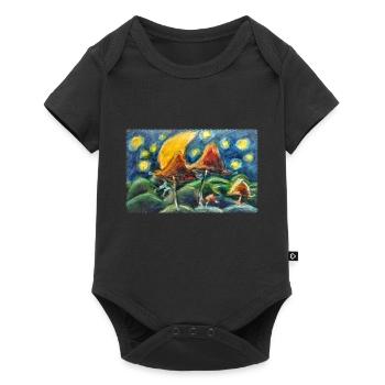 Mountains & Mushrooms Graphics Oil Pastels - Baby Premium short-sleeve bodysuit - black - Front