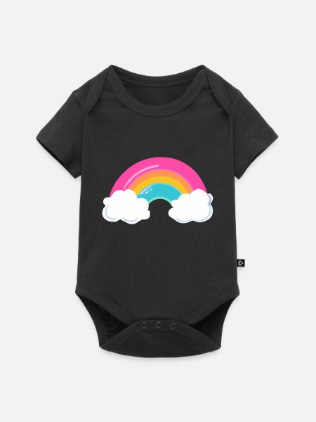 Niedlicher bewölkter Regenbogen - Baby Premium Kurzarmbody - Schwarz