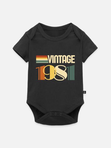 Jahrgang 1981 - 1981 Jubiläumsgeschenk - Baby Premium Kurzarmbody - Schwarz