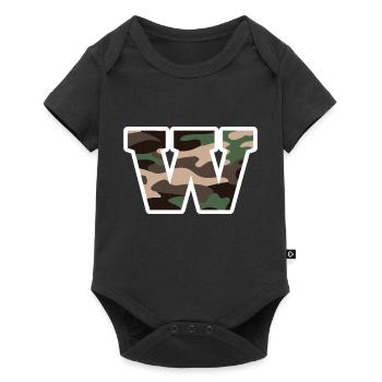 lettre W camouflage militaire-idée cadeau - Body à manches courtes Premium Bébé - noir - Devant