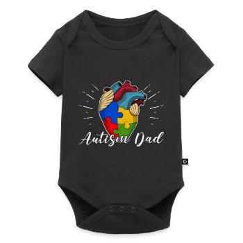 Autism Dad Heart Puzzle Piece Men Women Children - Baby Premium short-sleeve bodysuit - black - Front