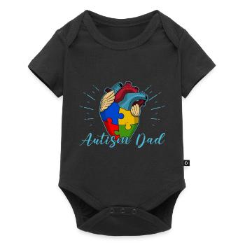 Autisme Papa Coeur Puzzle Pièce Hommes Femmes Enfants - Body à manches courtes Premium Bébé - noir - Devant