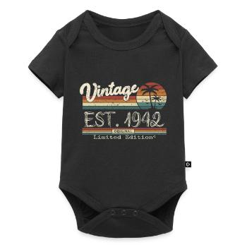 1942 né cadeau d’anniversaire vintage - Body à manches courtes Premium Bébé - noir - Devant