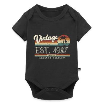 1987 Born Vintage Geburtstagsgeschenk - Baby Premium Kurzarmbody - Schwarz - Vorne