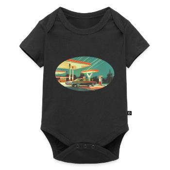 Benzinbrüder Tankstelle - Baby Premium Kurzarmbody - Schwarz - Vorne