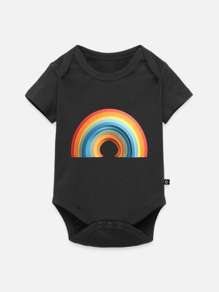 Papierstil Regenbogen (Stolz) - Baby Premium Kurzarmbody - Schwarz