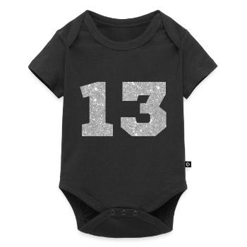 Numéro 13 paillettes rose - 13e anniversaire - Body à manches courtes Premium Bébé - noir - Devant