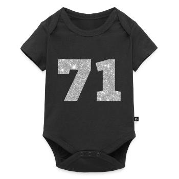 71 Silber Glitter - 71. Geburtstag - Baby Premium Kurzarmbody - Schwarz - Vorne