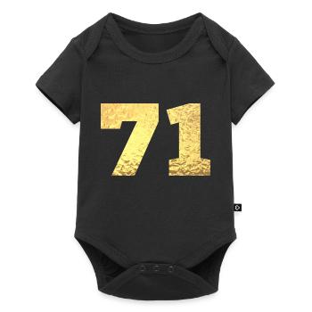 71 Gold Glitter - 71 Geburtstag - Baby Premium Kurzarmbody - Schwarz - Vorne