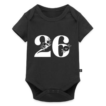 Number 26 Black Floral -26th Floral Anniversary - Baby Premium short-sleeve bodysuit - black - Front