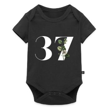 Nummer 37 Blumengrün - 37. Blumengeburtstag - Baby Premium Kurzarmbody - Schwarz - Vorne