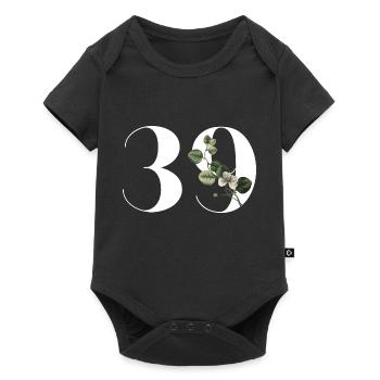 Nummer 39 Blumengrün - 39. Blumengeburtstag - Baby Premium Kurzarmbody - Schwarz - Vorne