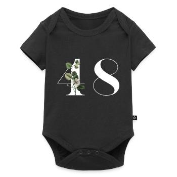 Number 48 Green Floral - 48th Floral Birthday - Baby Premium short-sleeve bodysuit - black - Front