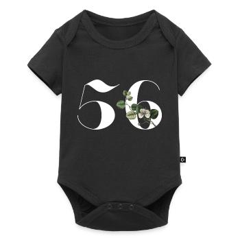 Nummer 56 Blumengrün - 56. Blumengeburtstag - Baby Premium Kurzarmbody - Schwarz - Vorne