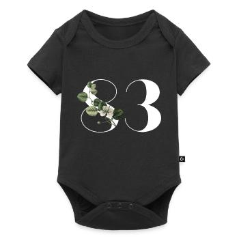 Nummer 83 Blumengrün - 83. Blumengeburtstag - Baby Premium Kurzarmbody - Schwarz - Vorne