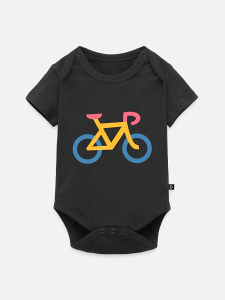 Vélo Jaune et Bleu - Body à manches courtes Premium Bébé - noir