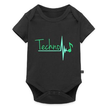 Techno Music Letters Musical Note Pulse Heartbeat - Baby Premium short-sleeve bodysuit - black - Front