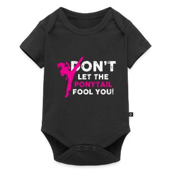 dont let the ponytail fool you Design for a kung - Baby Premium short-sleeve bodysuit - black - Front