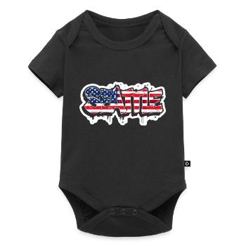 Seattle design in graffiti style with USA flag - Baby Premium short-sleeve bodysuit - black - Front