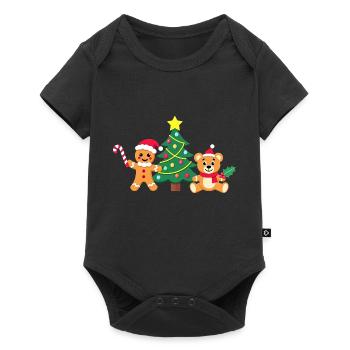 Sapin de Noël en pain d’épices - Les amis du Père Noël - Body à manches courtes Premium Bébé - noir - Devant