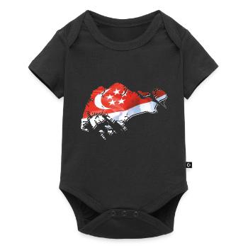 Drapeau de Singapour sur la carte de Singapour - Body à manches courtes Premium Bébé - noir - Devant