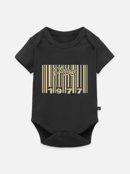 vintage 1977 Code barre 1977: Année 2025. - Body à manches courtes Premium Bébé - noir