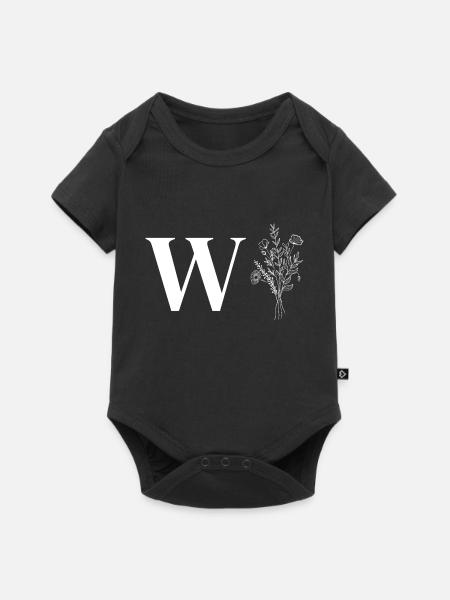 Minimalistisches Blumen-Lette - Baby Premium Kurzarmbody - Schwarz