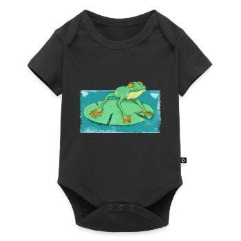 Cute geen frog in a pond - Baby Premium short-sleeve bodysuit - black - Front