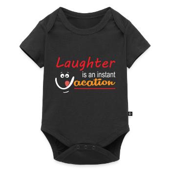 Lachen ist ein Kurzurlaub - Baby Premium Kurzarmbody - Schwarz - Vorne