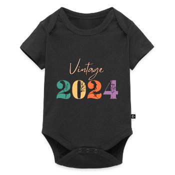 Vintage 2024 Floral - Baby Premium short-sleeve bodysuit - black - Front