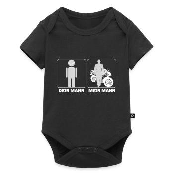 Motorrad - Mein Mann - T-Shirt - Baby Premium Kurzarmbody - Schwarz - Vorne