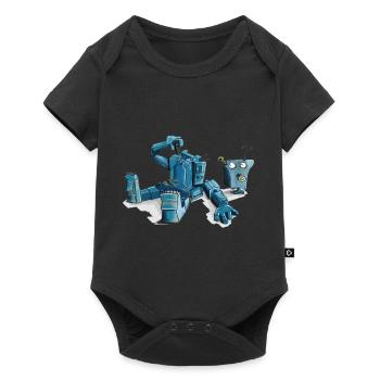 Roboter - Baby Premium Kurzarmbody - Schwarz - Vorne