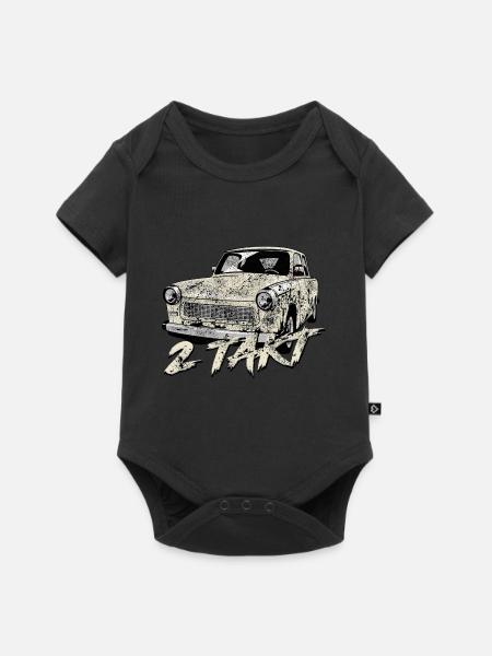 601 Papyrusweiss - Baby Premium Kurzarmbody - Schwarz