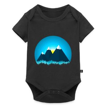 Montagnes de neige dans la forêt au coucher du soleil - Body à manches courtes Premium Bébé - noir - Devant