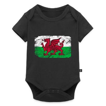 Wales Flag - Vintage Look - Baby Premium Kurzarmbody - Schwarz - Vorne
