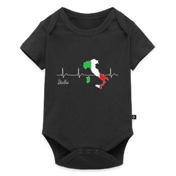Italia heartbeat I love Italy flag - Baby Premium short-sleeve bodysuit - black - Front