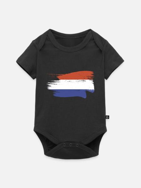 Nederlandse Vlag Holland Nederlandse Vlag - Premium babyrompertje met korte mouwen  - zwart