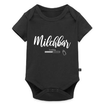 Milchbar Ladebalken Milchflasche Baby Milchnahrung - Baby Premium Kurzarmbody - Schwarz - Vorne
