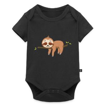 Faultier - Baby Premium Kurzarmbody - Schwarz - Vorne
