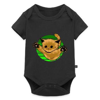 Katze Springt Sonnenuntergang - Baby Premium Kurzarmbody - Schwarz - Vorne