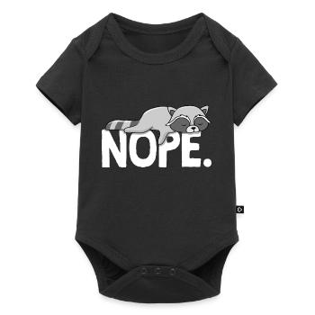 Lustiger Fauler Waschbär Faulenzer Schlafmütze - Baby Premium Kurzarmbody - Schwarz - Vorne