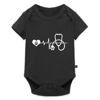 Battement de Coeur vétérinaire -humour veterinaire - Body à manches courtes Premium Bébé - noir - Devant