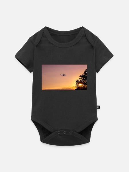 Militärhubschrauber am Himmel - Baby Premium Kurzarmbody - Schwarz