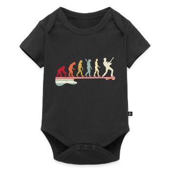 Evolution to guitarist, I like notes and music - Baby Premium short-sleeve bodysuit - black - Front