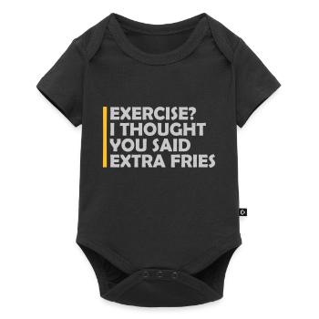 Exercise Extra Fries Zitat - Baby Premium Kurzarmbody - Schwarz - Vorne